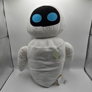 Original Disney Store Pixar WALL-E EVE ROBOT 14" Plush Open Eyes STAMP RARE HTF‎